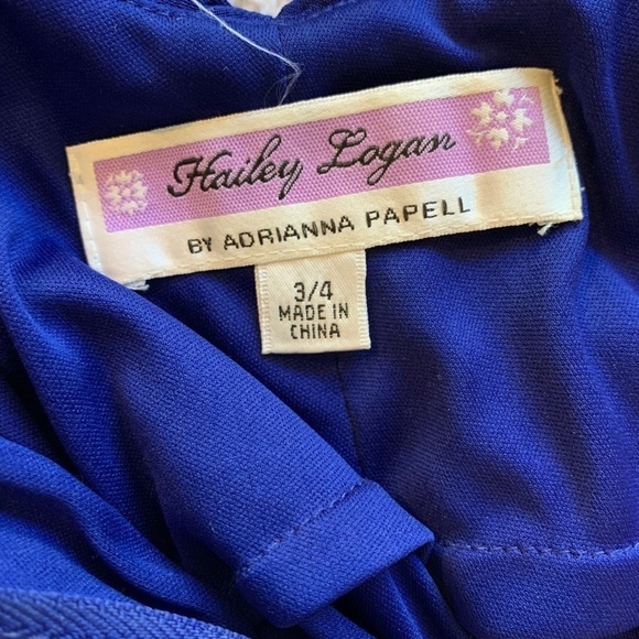𝅺hailey Logan By Adrianna Papell Dark Blue One Strap Floor Length Gown Size 3/4 - Picture 8 of 11